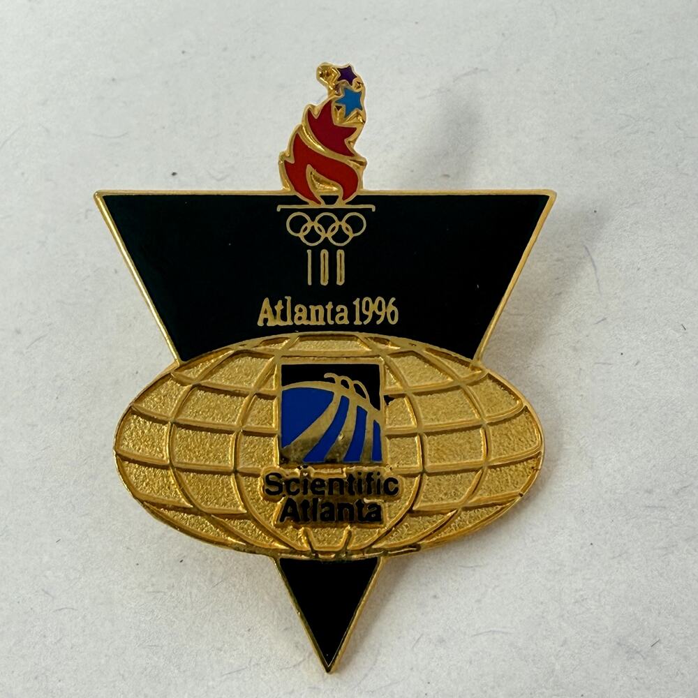 Atlanta 1996 Olympic Pin Scientific Atlanta Gold Enamel Torch IOC ACOG